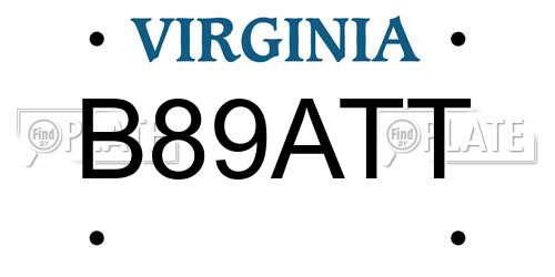 B89ATT Virginia License Plate