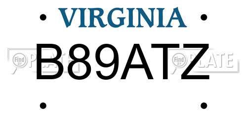 B89ATZ Virginia License Plate