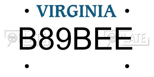 B89BEE Virginia License Plate