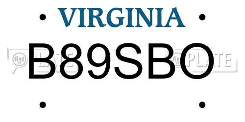 B89SBO Virginia License Plate