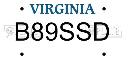 B89SSD Virginia License Plate