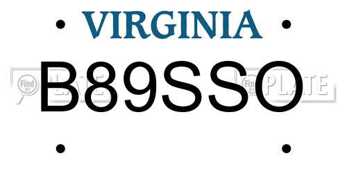 B89SSO Virginia License Plate