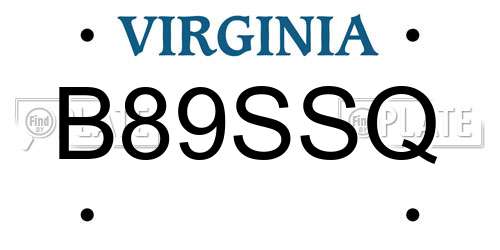 B89SSQ Virginia License Plate