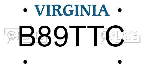 B89TTC Virginia License Plate