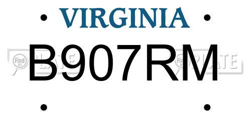 B907RM Virginia License Plate