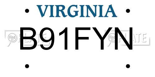 B91FYN Virginia License Plate