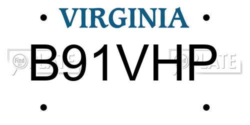 B91VHP Virginia License Plate