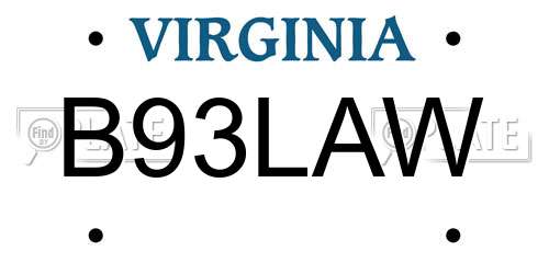 B93LAW Virginia License Plate