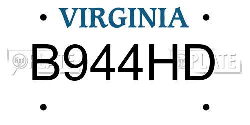 B944HD Virginia License Plate