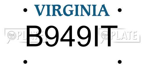 B949IT Virginia License Plate