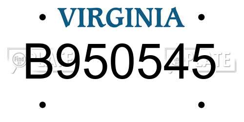 B950545 Virginia License Plate