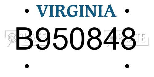 B950848 Virginia License Plate