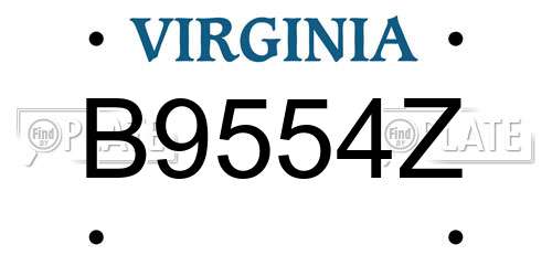 B9554Z Virginia License Plate