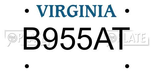 B955AT Virginia License Plate