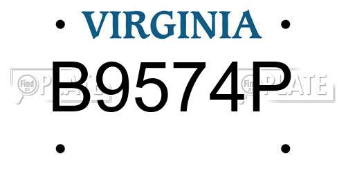 B9574P Virginia License Plate