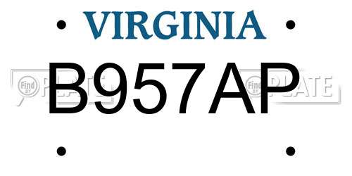 B957AP Virginia License Plate