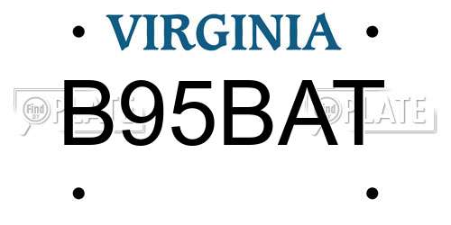 B95BAT Virginia License Plate