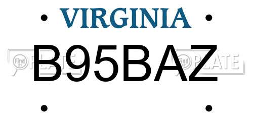B95BAZ Virginia License Plate