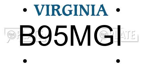 B95MGI Virginia License Plate