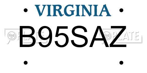 B95SAZ Virginia License Plate