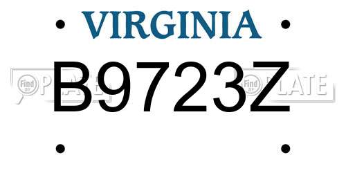 B9723Z Virginia License Plate