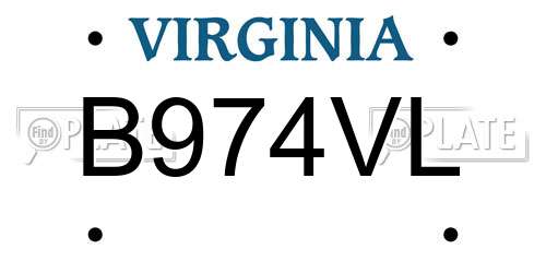 B974VL Virginia License Plate