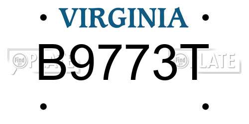 B9773T Virginia License Plate