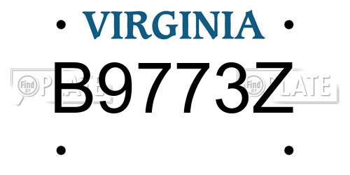 B9773Z Virginia License Plate