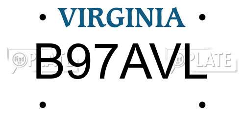 B97AVL Virginia License Plate