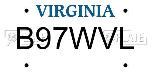 B97WVL Virginia License Plate
