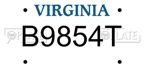 B9854T Virginia License Plate