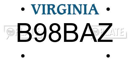 B98BAZ Virginia License Plate