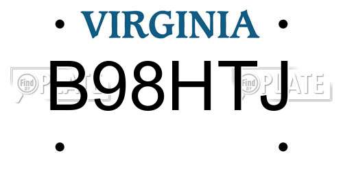 B98HTJ Virginia License Plate
