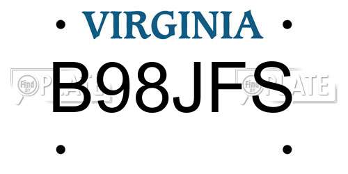 B98JFS Virginia License Plate