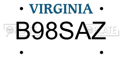 B98SAZ Virginia License Plate