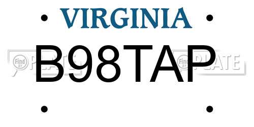 B98TAP Virginia License Plate