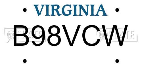 B98VCW Virginia License Plate