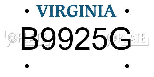 B9925G Virginia License Plate