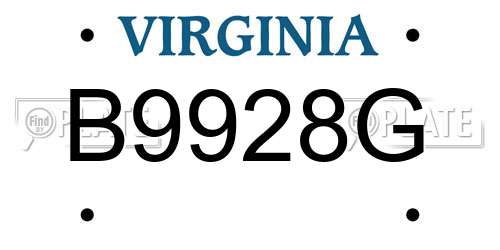 B9928G Virginia License Plate
