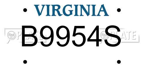 B9954S Virginia License Plate