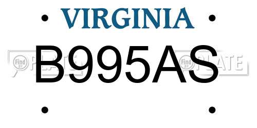 B995AS Virginia License Plate