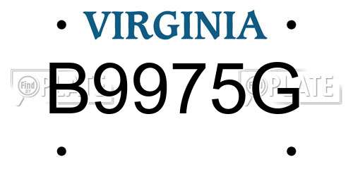 B9975G Virginia License Plate
