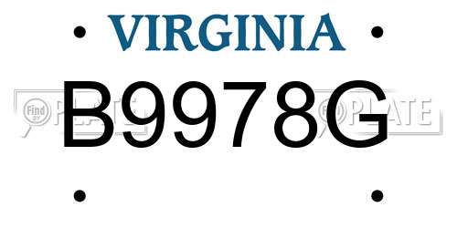 B9978G Virginia License Plate