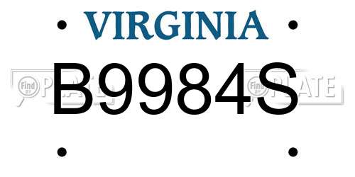 B9984S Virginia License Plate