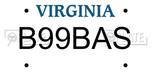 B99BAS Virginia License Plate
