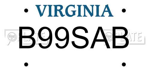 B99SAB Virginia License Plate