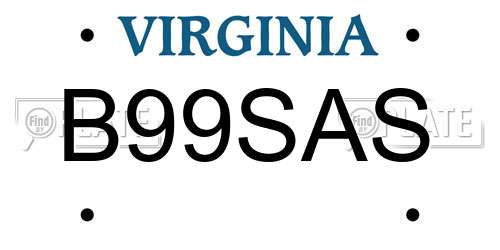 B99SAS Virginia License Plate