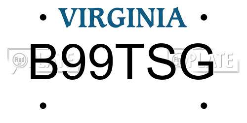 B99TSG Virginia License Plate
