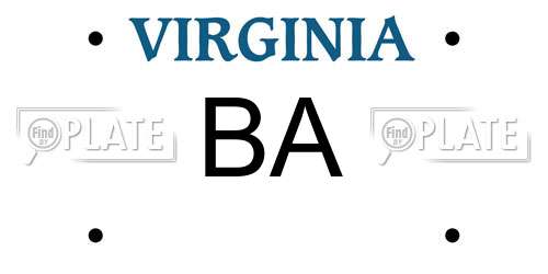 BA Virginia License Plate