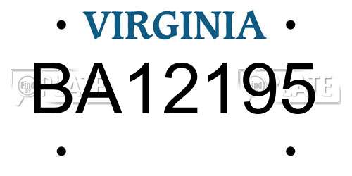 BA12195 Virginia License Plate
